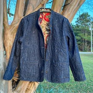 CHICOS WOMENS SIZE 2 Quilted Jean Reversible Jacket GORGEOUS!! LIKE NEW !!